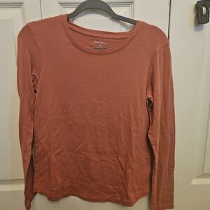 Eddie Bauer Long Sleeve Crewneck Top in Rust